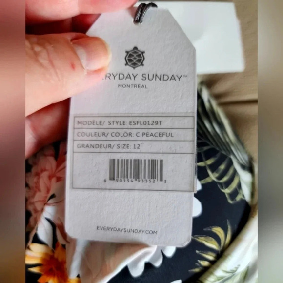 Everyday Sunday Bikini Set Sweamwear Black Floral top size 12 bottom  size 10 - Picture 6 of 8